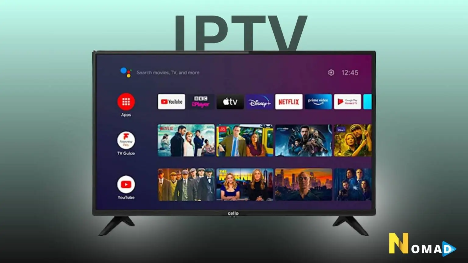 TV showing a movie or show on an IPTV app